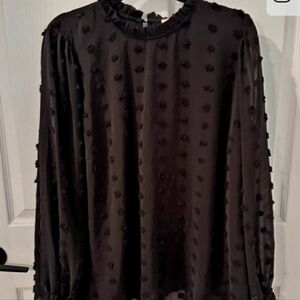 ANDREE BY UNIT XXL Flirty, Femine Black Normcore Blouse with Textured Dots